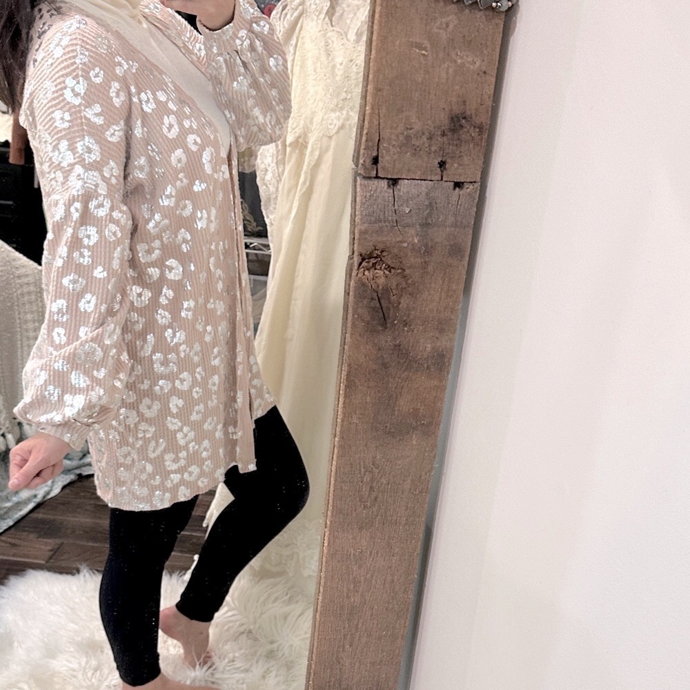 Entro tan leopard print long cardigan boho size medium